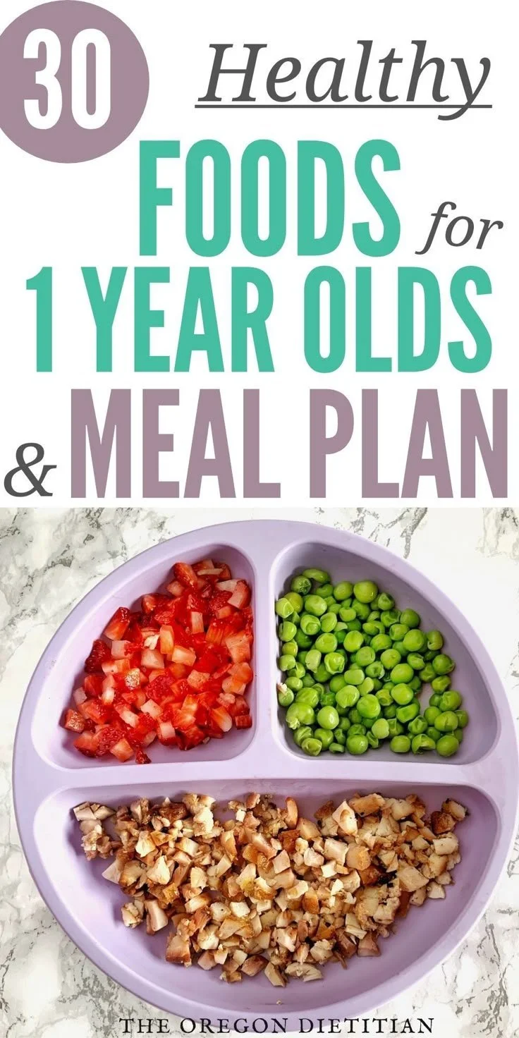 A variety of healthy finger foods suitable for 1-year-olds.
