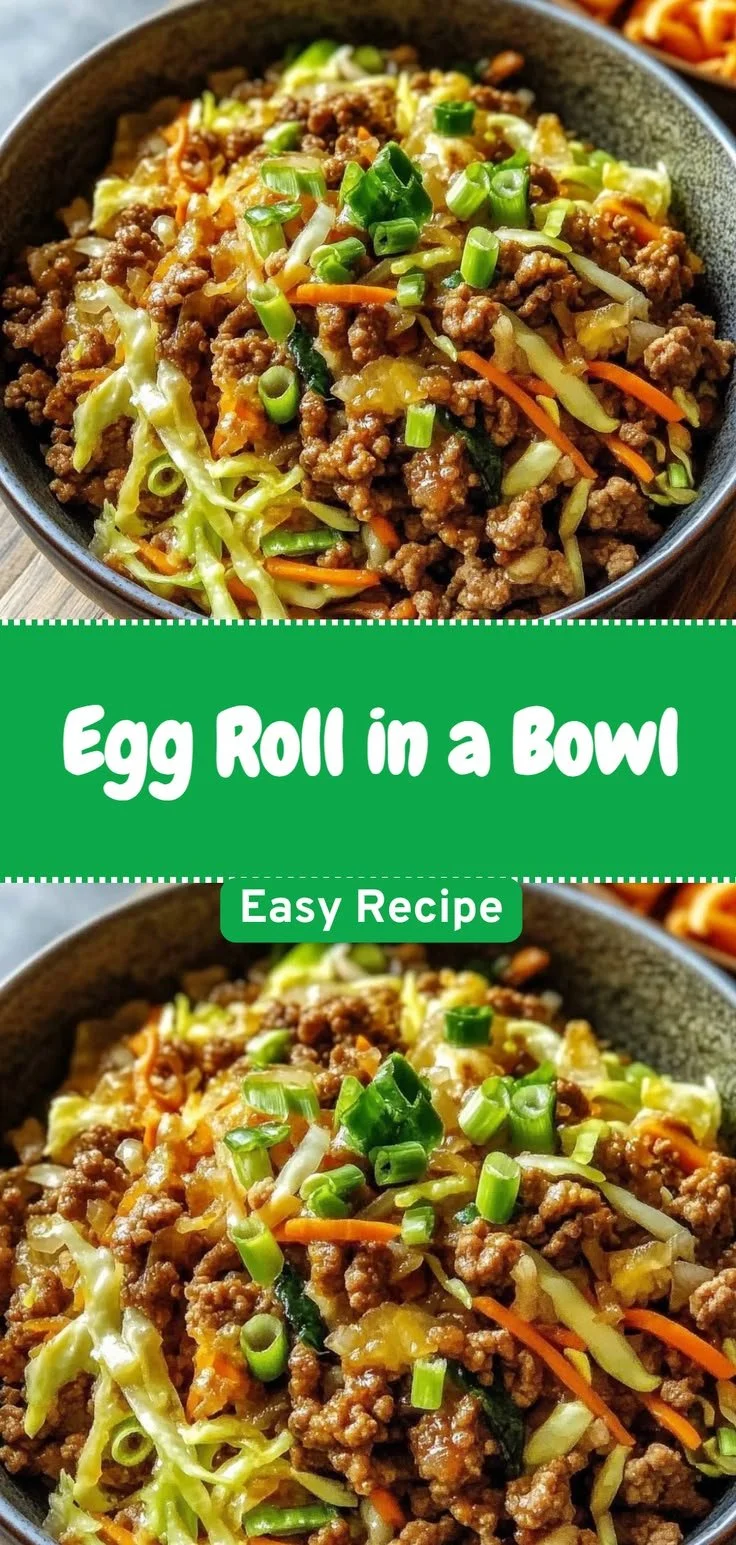 Flavorful egg roll in a bowl with fresh vegetables and savory sauce