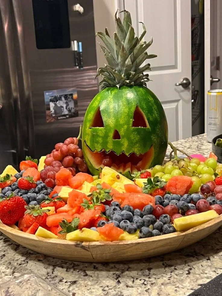 Spooky Halloween appetizers served on a festive table for a Halloween party