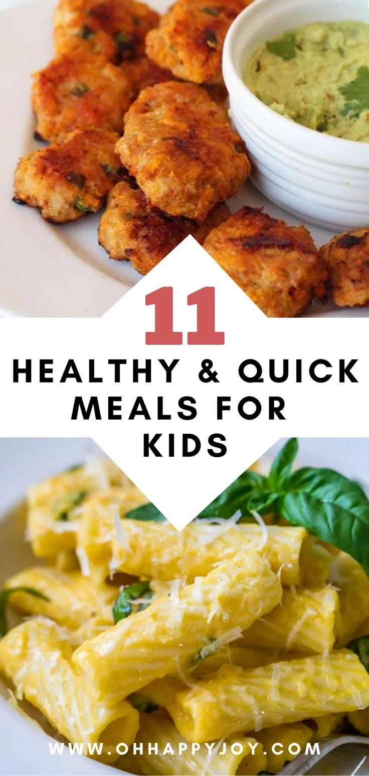 Healthy and quick meals for kids on a colorful plate
