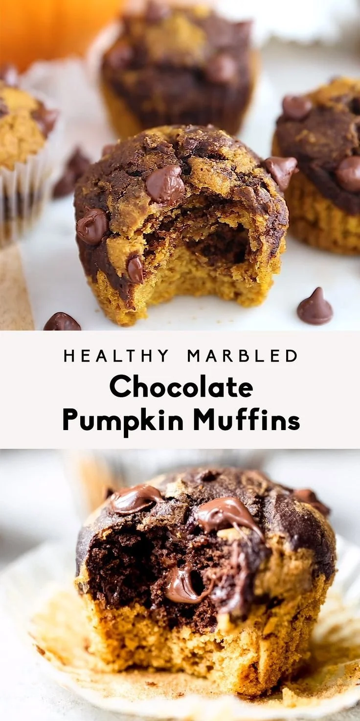 Deliciously healthy chocolate pumpkin muffins fresh out of the oven