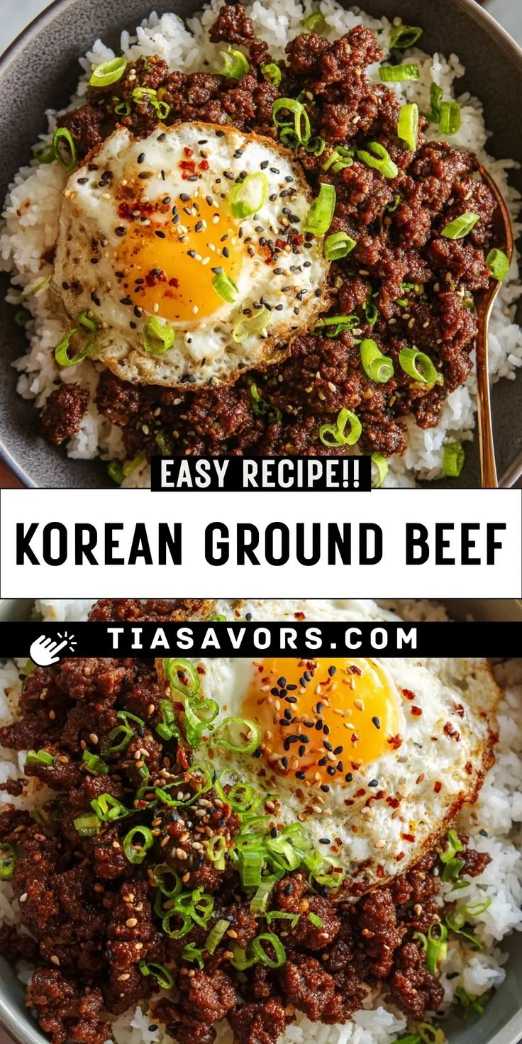 Korean Ground Beef Bowl preparation with colorful vegetables