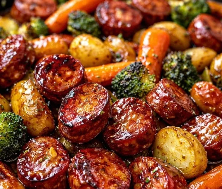 One-Pan Honey Garlic Kielbasa with colorful veggies for a quick family dinner