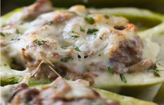 Philly Cheese Steak Stuffed Peppers ready to serve