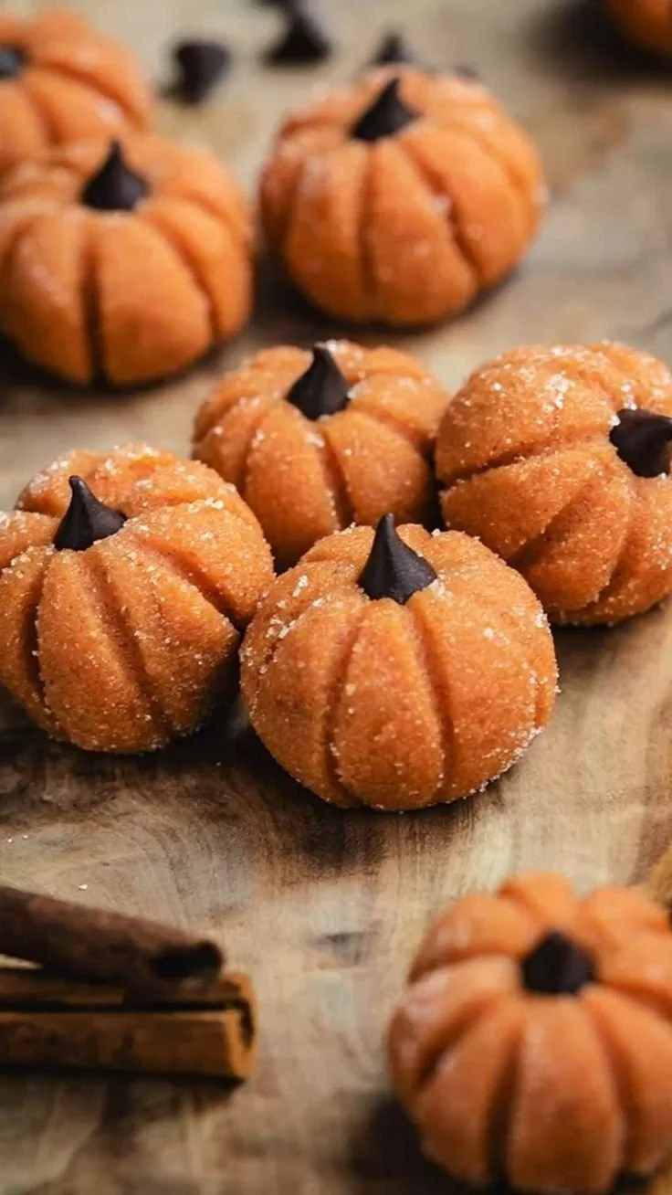 Delicious homemade Pumpkin Cheesecake Truffles decorated with autumn spices.