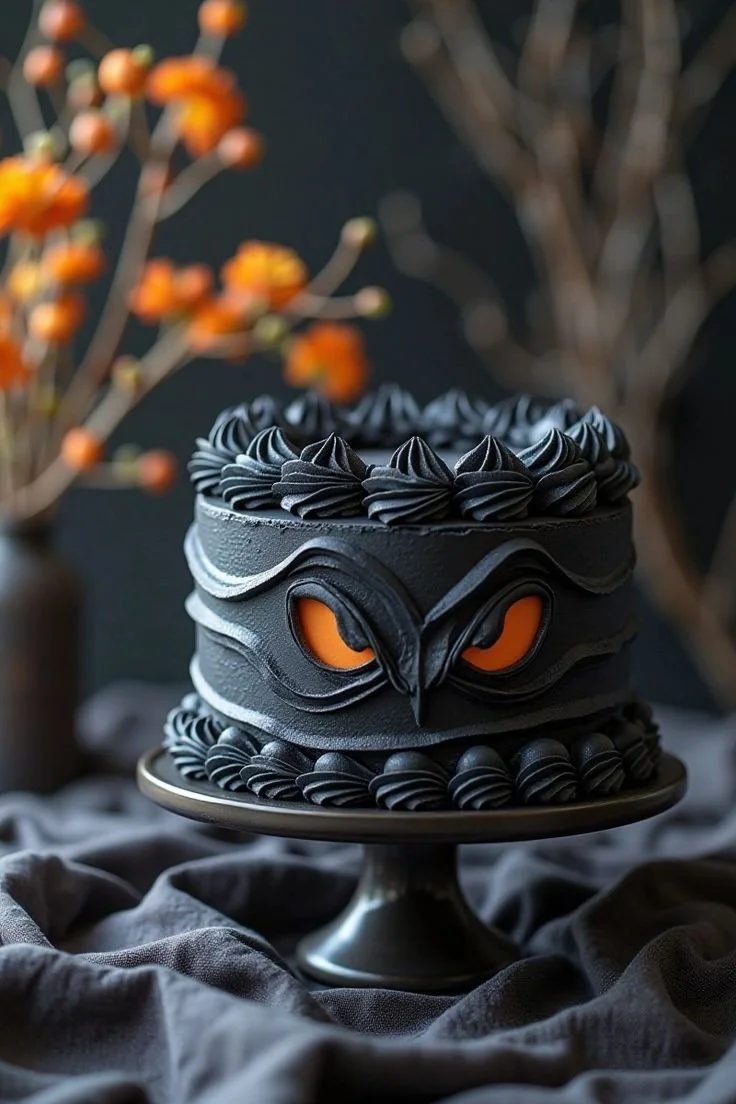 Spooky Halloween cake with eerie decorations for a festive dessert
