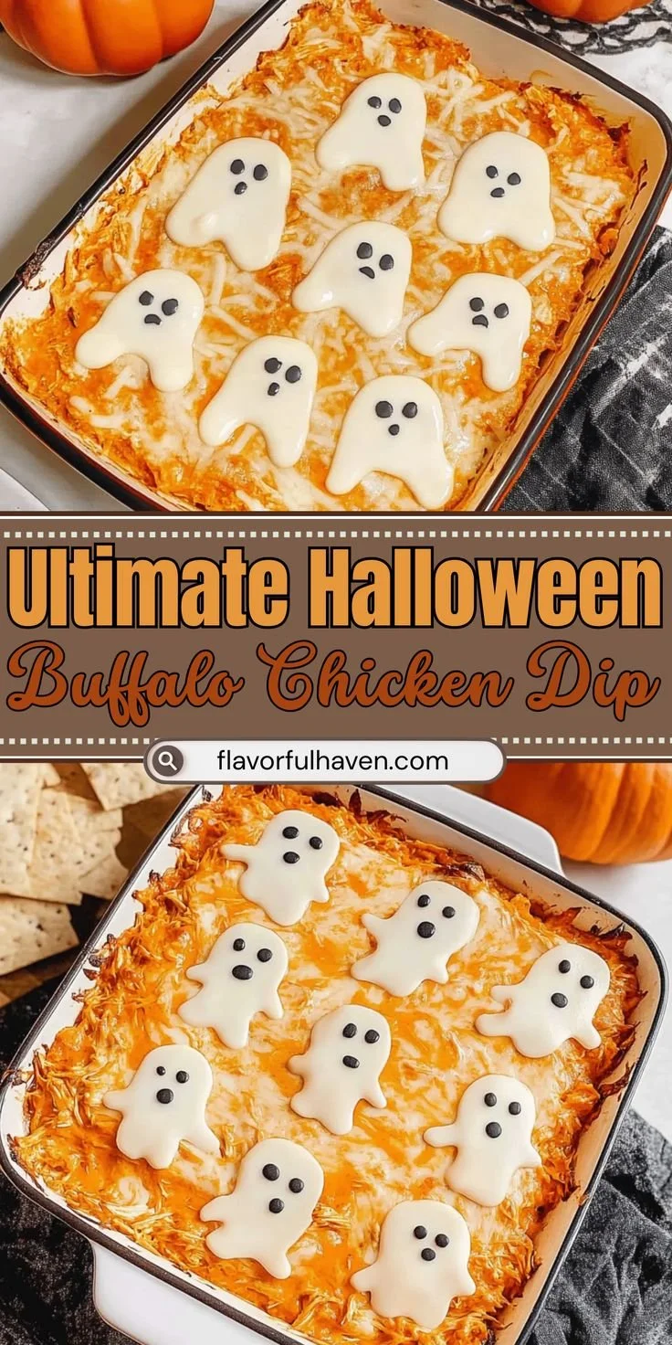Delicious Halloween Buffalo Chicken Dip served in a festive bowl