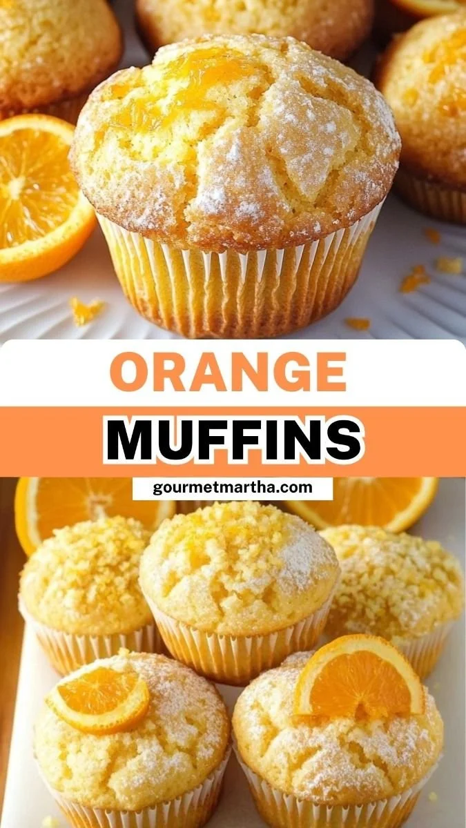 Freshly baked zesty orange muffins topped with a citrus glaze